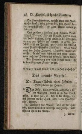 Das neunte Kapitel. Die Tages-Arbeit eines Pferde-Liebhabers zu Hause.