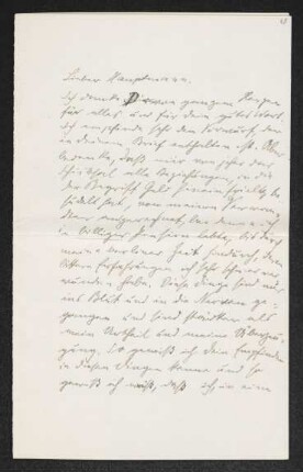 Brief von Moritz Heimann an Gerhart Hauptmann