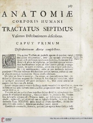 Anatomiae corporis humani tractatus septimus: Vasorum Distributionem describens