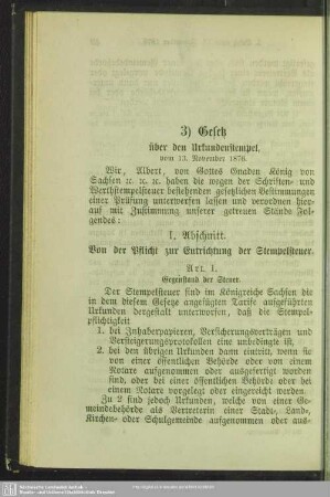 3. Gesetz über den Urkundenstempel, vom 13. November 1876