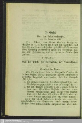 3. Gesetz über den Urkundenstempel, vom 13. November 1876