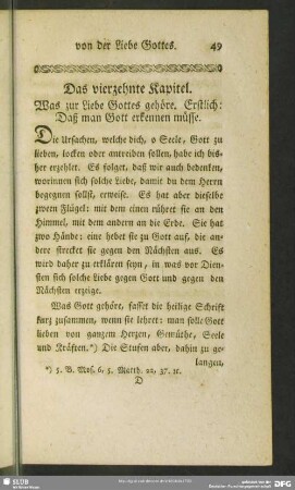 Das vierzehnte Kapitel. Was zur Liebe Gottes gehöre. Erstlich: Daß man Gott erkennen müsse
