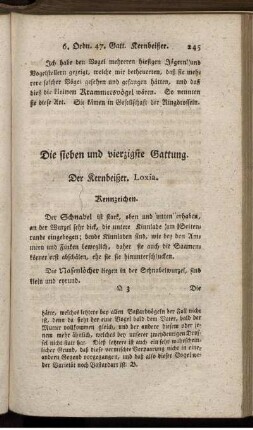 Die sieben und vierzigste Gattung. Der Kernbeißer. Loxia.