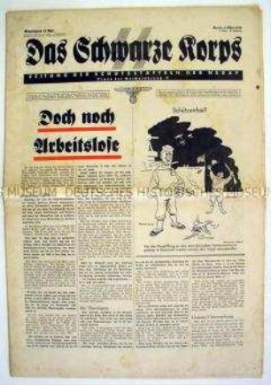 Wochenzeitung der SS "Das Schwarze Korps" u.a. zum Thema Arbeitslosigkeit