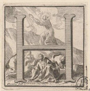 Initiale H (Das Gebet Jesu am Ölberg), aus: Clementis undecimi pontificis maximi Homiliae, Rom: Salvioni 1722, S. 9