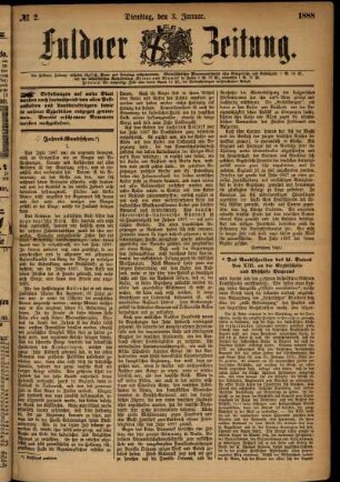 Ausgabe vom Dienstag, den 03. Januar 1888.