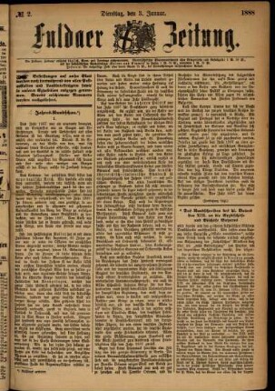 Ausgabe vom Dienstag, den 03. Januar 1888.