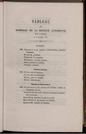 Tableau Des Membres De La Societe Linneenne De Lyon