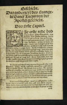Das ander teyl des Evangelii Sanct Lucas von der Apostel geschicht.