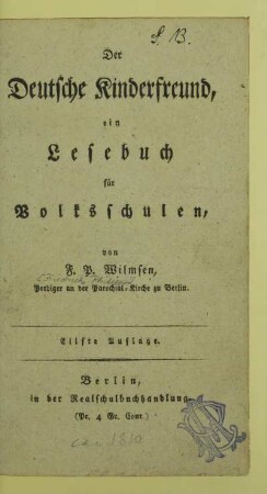 Der deutsche Kinderfreund : ein Lesebuch für Volksschulen