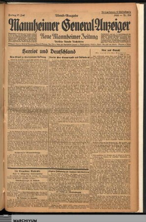Mannheimer General-Anzeiger : badische neueste Nachrichten, Abend-Ausgabe