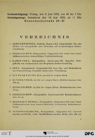 Verzeichnis (Nr. 1-420)