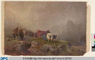 Rinder vor Gebirgslandschaft