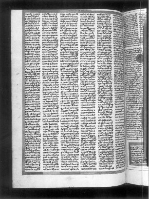 Textseite : Textseite, fol. 95v. (Mystische Figuren, Zeittafeln). Feder, Tusche auf Pergament; 240 x 172 mm (Blattgröße). Aus: Concordia Veteris et Novi Testamenti. Postilla super Apocalypsi et Jeremia. 14. Jh. Dresden: SLUB Mscr.Dresd.A.121