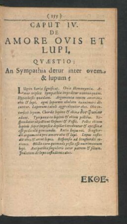 Caput IV. De Amore Ovis Et Lupi.
