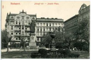 Budapest. Josefs-Platz mit Denkmal Joseph von Österreich (1860) : Budapest. Standbild Joseph von Österreich, Palatin von Ungarn (1860; Johann von Halbig, Guß von Ferdinand von Miller), Bonze-Denkmal am Josephsplatz