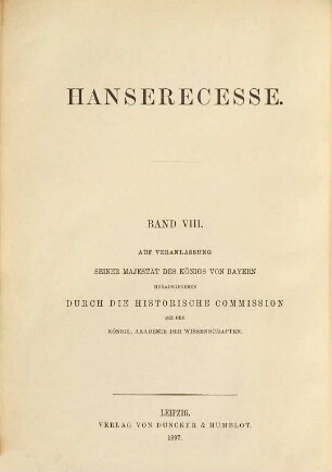 Hanserecesse, 1,8. Die Recesse und andere Akten der Hansetage von 1256 - 1430 ; Bd. 8, [1426 - 1430]