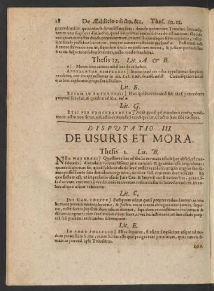 Disputatio III. De Usuris Et Mora
