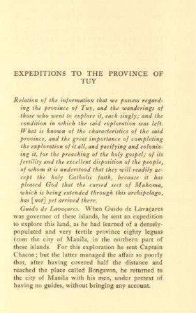 Expeditions to the province of Tuy