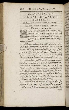 Disputatio XIV. De Sacrosancto Baptismo.