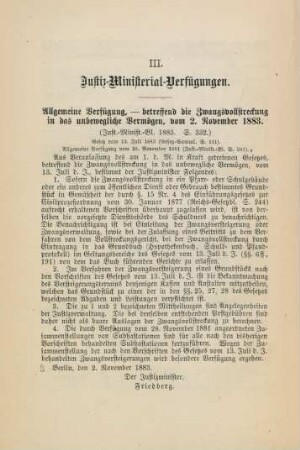 III. Justiz-Ministerial-Verfügungen.