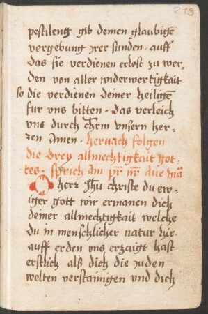 Drei Vaterunser und Ave Maria zur Allmacht Jesu Christi