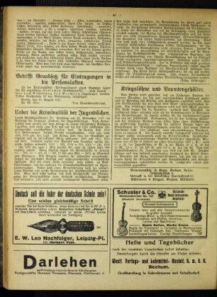 Ueber die Kriminalität der Jugendlichen