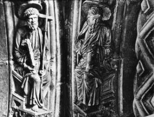 Freiberg (Sachsen), St. Marien, Goldene Pforte, Archivolte rechts, Apostel Petrus; Archivolte links, Apostel