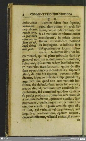 §. II. Dubia, circa doctrinam vulg. de miraculis orta, in quae nulla voluntatis nostrae vis est, causa scriptionis sunt