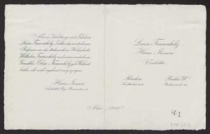 Verlobungsanzeige an Hermann Muthesius (Brief)