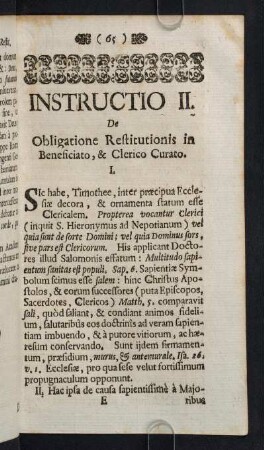 65-72, I. De Obligatione Restitutionis in Beneficiato, & Clerico Curato