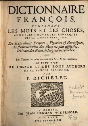 Dictionnaire françois