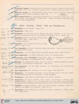 Fibeln. Armringe. Nadeln. Varia zum Handgebrauch (Nr. 284-417)