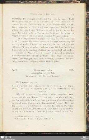 No. 11. Sitzung vom 11. Juni 1885