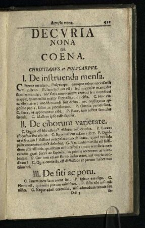 Decuria Nona de Coena