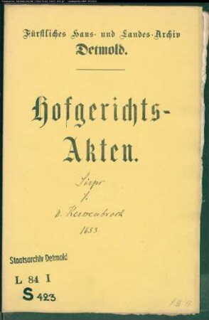 Sirps, Balthasar zu Herford gegen Franz Christoph von Kerssenbrock zu Wierborn - Schuldforderung