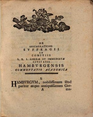 Godofredi Daniel Hoffmanni commentatio de instauratione suffragii comitialis S.R.I. liberae et immediatae civitatis Hamburgensis
