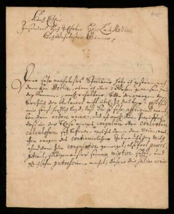 Brief von Friedrich Hoffmann an Johann Dolaeus