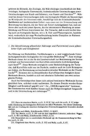1. Die Identifizierung pflanzlicher Nahrungs- und Futtermittel sowie pflanzlicher Gifte und Genußmittel