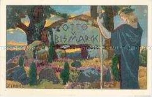 Postkarte zum Gedenken an Bismarck