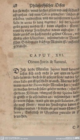 CAPUT XVI. Oleum Jovis & Saturni.