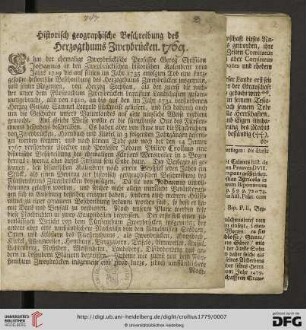 Historsich geographische Beschreibung des Herzogthums Zweybrücken