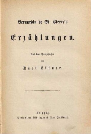 Bernardin de St. Pierre's Erzählungen