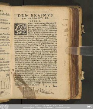Des Erasmus Roterodamus De Metris.
