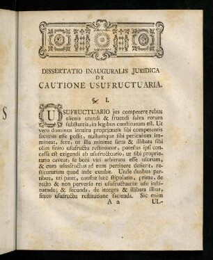 3-15, Dissertatio Inauguralis Juridica de Cautione Usufructuaria