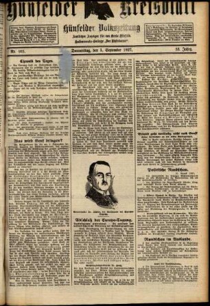 Ausgabe vom Donnerstag, den 01. September 1927.