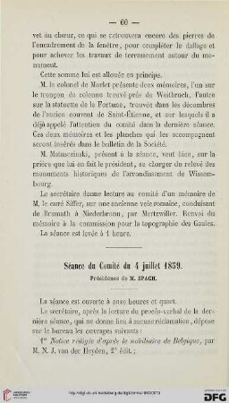Séance du Comité du 4 juillet 1859
