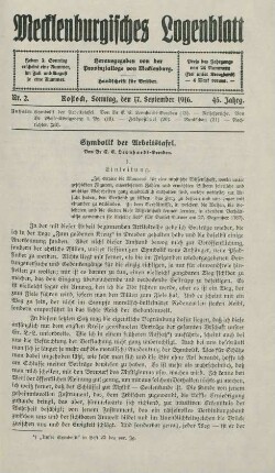 Nr. 2. Rostock, Sonntag, den 17. September 1916.