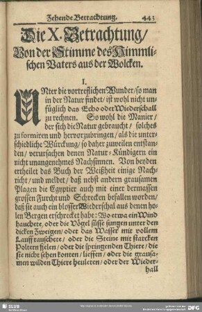 Die X. Betrachtung, Von der Stimme des Himmlischen Vaters aus der Wolcken