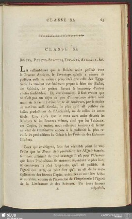 Classe XI. Bustes, Petites Statues, Enfants, Animaux, &c.